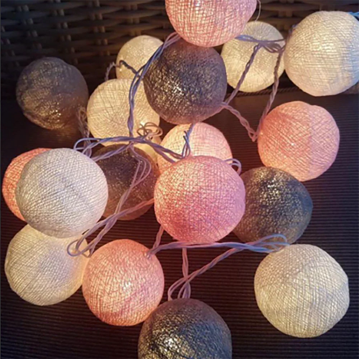 Aesthetic Nvroome Lights cotton ball garland, warm LED, showcasing its delicate design.