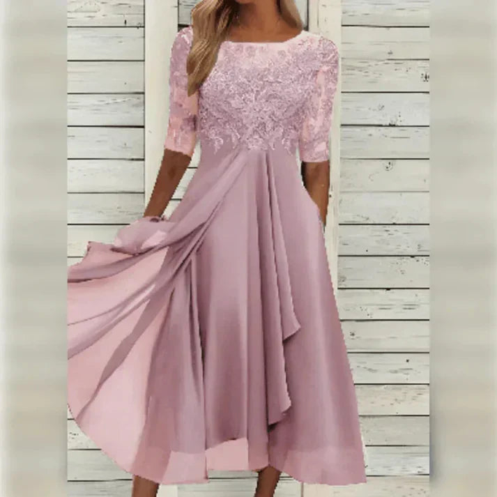 Classy women's long sleeve party dress for fall. Timeless elegant design in rich blue for occasion wear.