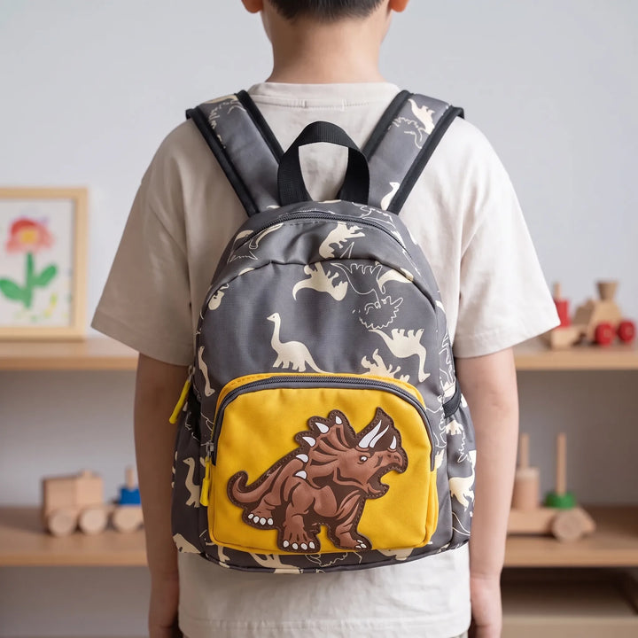 Lightweight children's school backpack with vibrant dinosaur print, perfect for toddlers & preschool adventures.