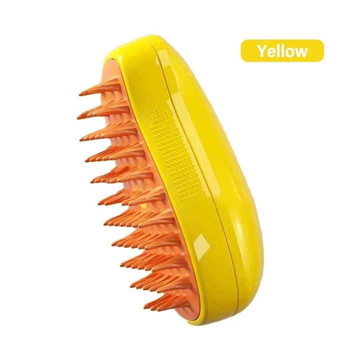 Deshedding cat brush with steam for effective fur removal. Essential pet grooming tool for a clean home.