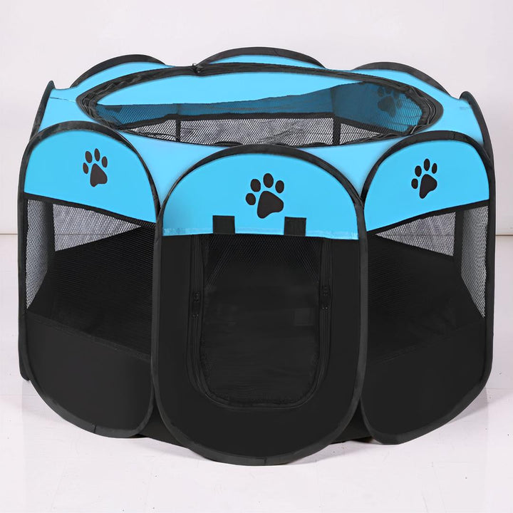 Easy setup foldable mesh playpen for cats & kittens. Portable for indoor/outdoor use.