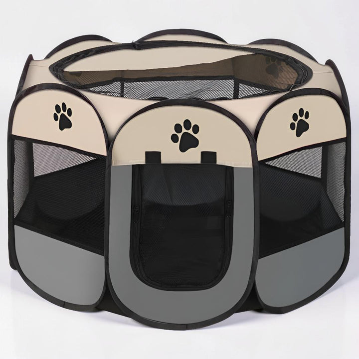 Durable mesh pet playpen, foldable design for cats & small animals. Ventilated pet tent.