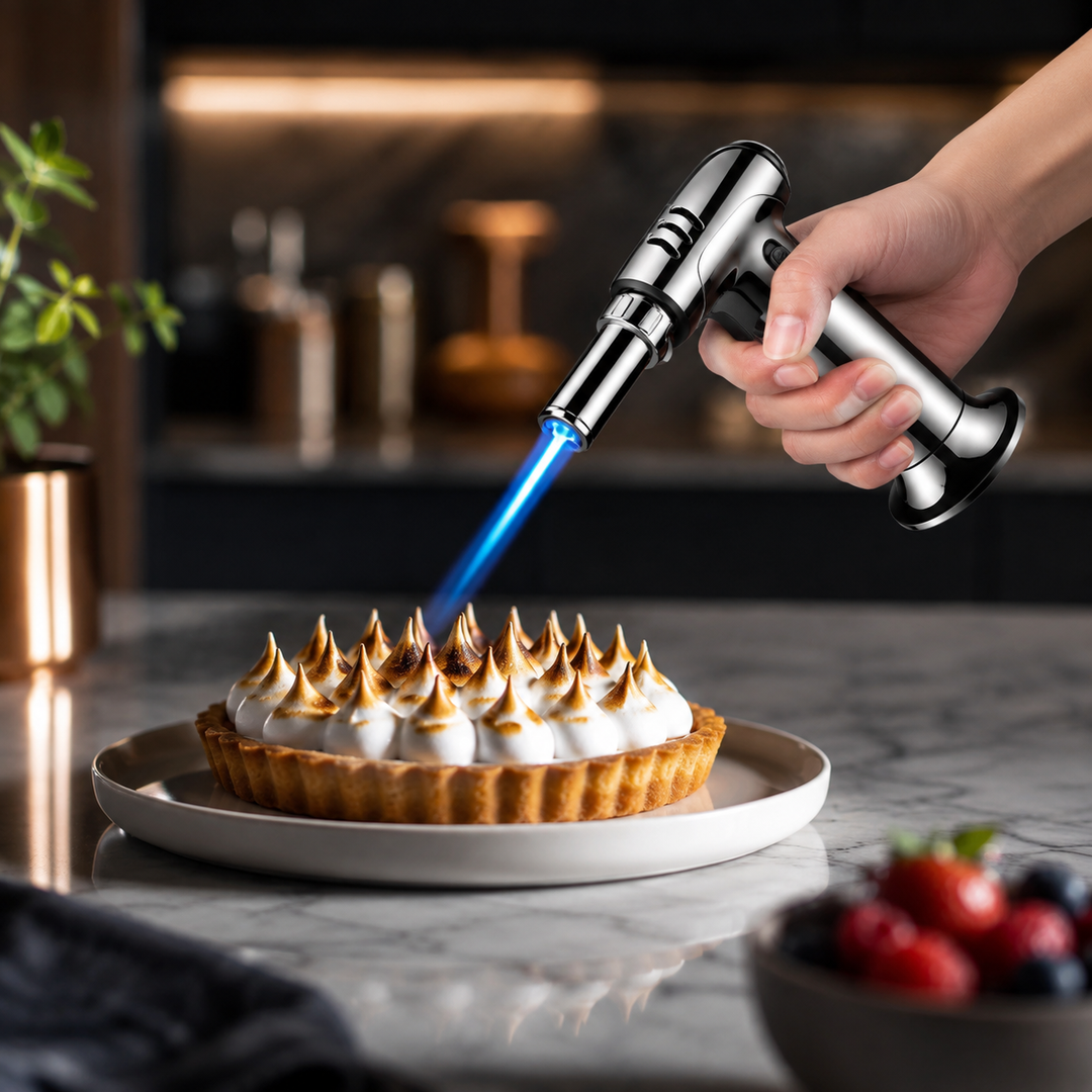 Versatile refillable culinary torch. Essential kitchen gadget for searing, baking, & caramelizing desserts.