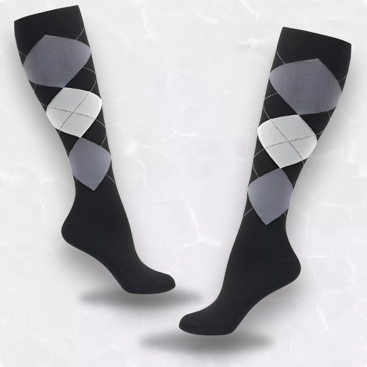 Comfortable compression socks in multiple colors; excellent leg support.