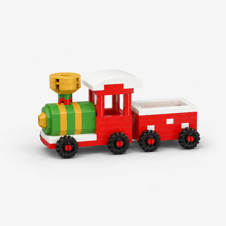 Festive Christmas building blocks, a perfect holiday gift for kids to build Santa, reindeer & more.