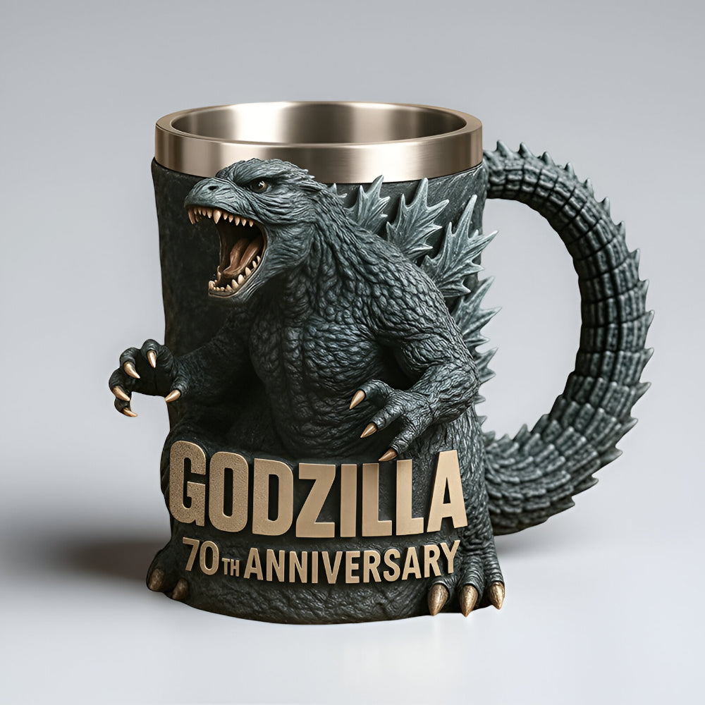 Unique 3D sculpted monster ceramic mug, a collectible fantasy coffee cup.