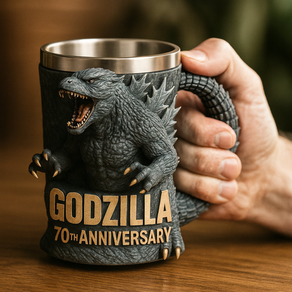 3D sculpted ceramic monster coffee mug, unique fantasy drinkware.