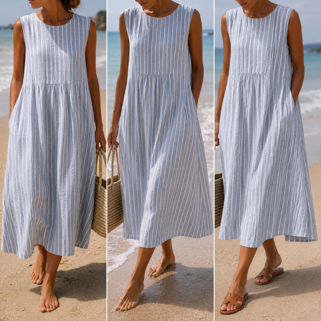 Versatile women's beach midi sundress, essential for summer fashion. Elegant, casual, and perfect for resort wear.