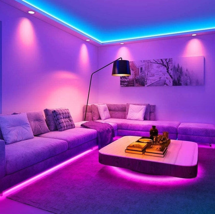Nvroome color-changing RGB LED strip light adds dynamic home decor. Remote for easy mood adjustment.