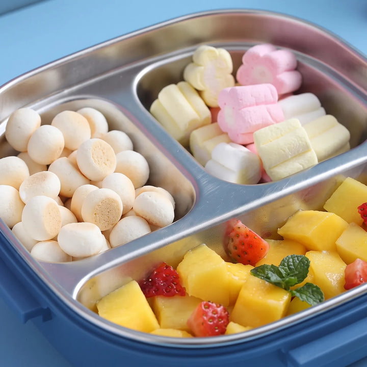 Colorful kids bento lunch box with secure lid, perfect for school, snacks, and healthy meal prep.