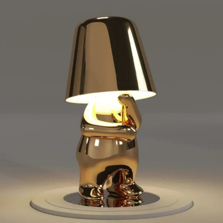 Contemporary decorative LED figurine lamp, a minimalist cordless table light for modern interiors.