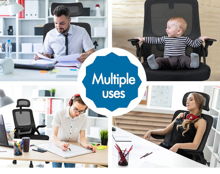 Modern mesh computer chair ideal for home office setups, offering ergonomic design, tilt adjustment, and strong support.