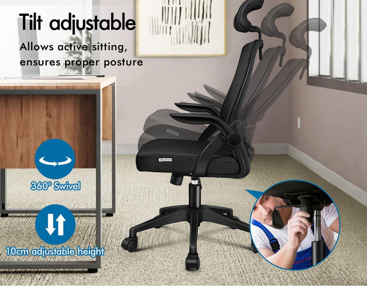 Ergonomic mesh office chair with superior adjustable lumbar support, multi-angle tilt, and sturdy base for comfort.