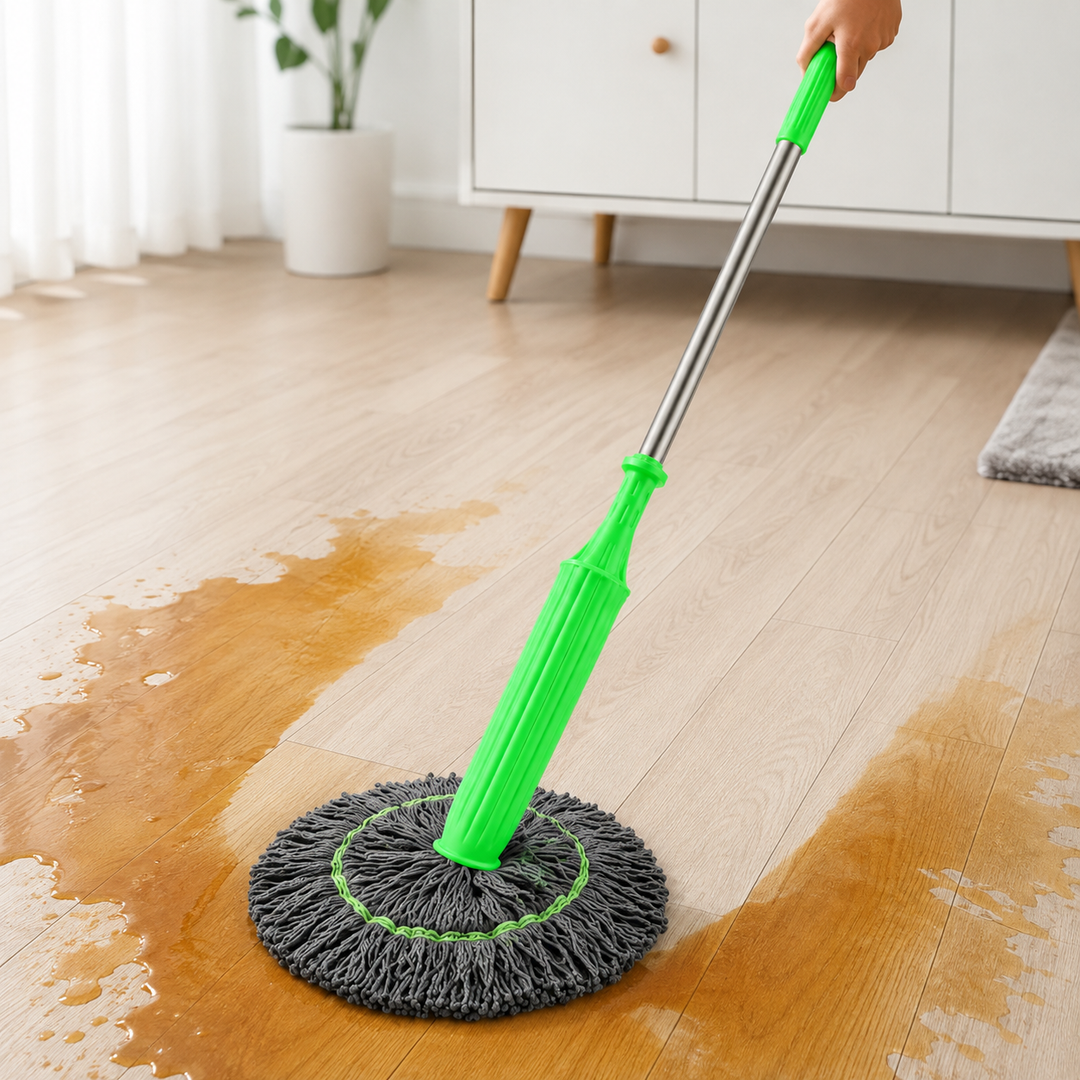 Hands-free quick dry mop for easy & efficient home floor cleaning. Dehydrated mop head for fast drying.