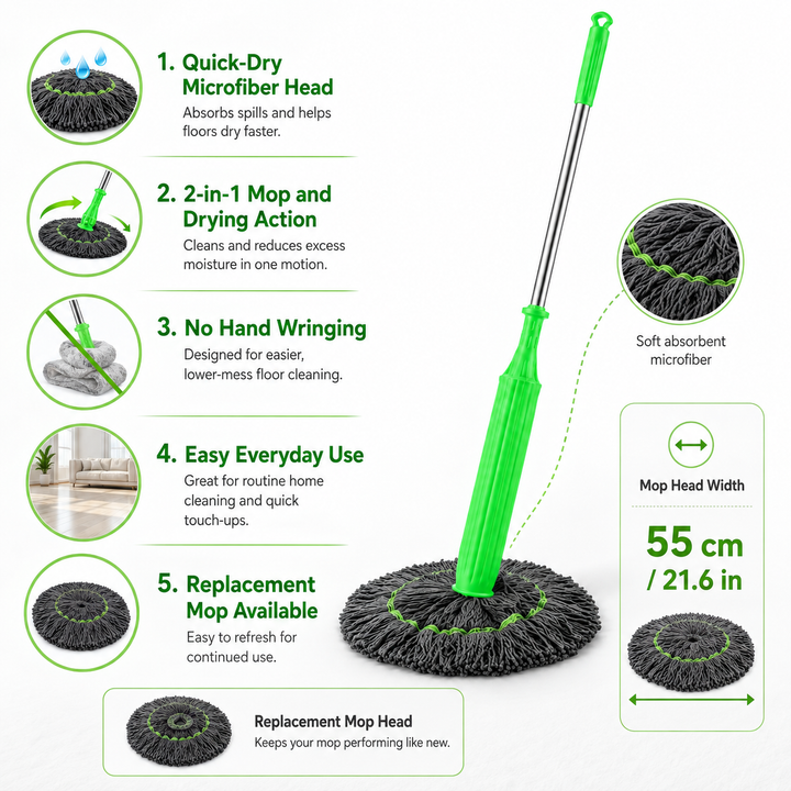 Versatile quick dry mop for effortless home cleaning. Perfect for efficient floor care with fast drying capabilities.