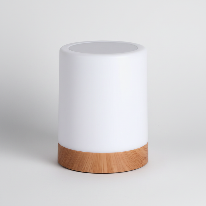 Warm white dimmable LED bedside lamp, touch control for adjustable ambient lighting, perfect night light.