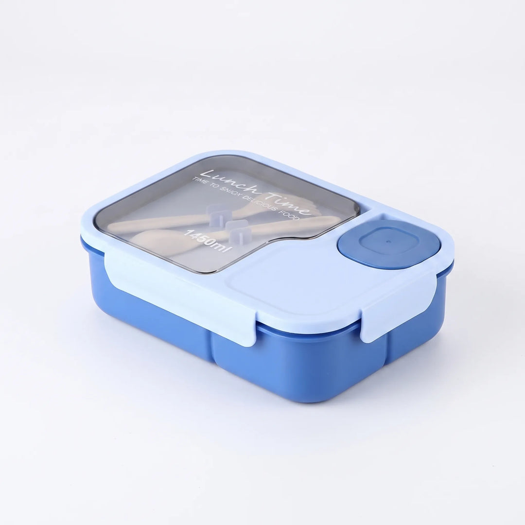 Organized adult bento box with dividers & cutlery set, ideal for packed work or school lunches.
