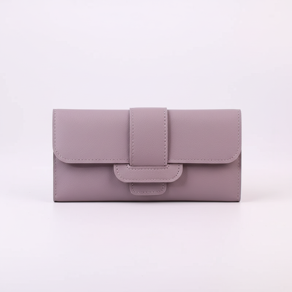 Open unisex long wallet revealing multiple card slots & compartments, sleek PU leather for organized storage.