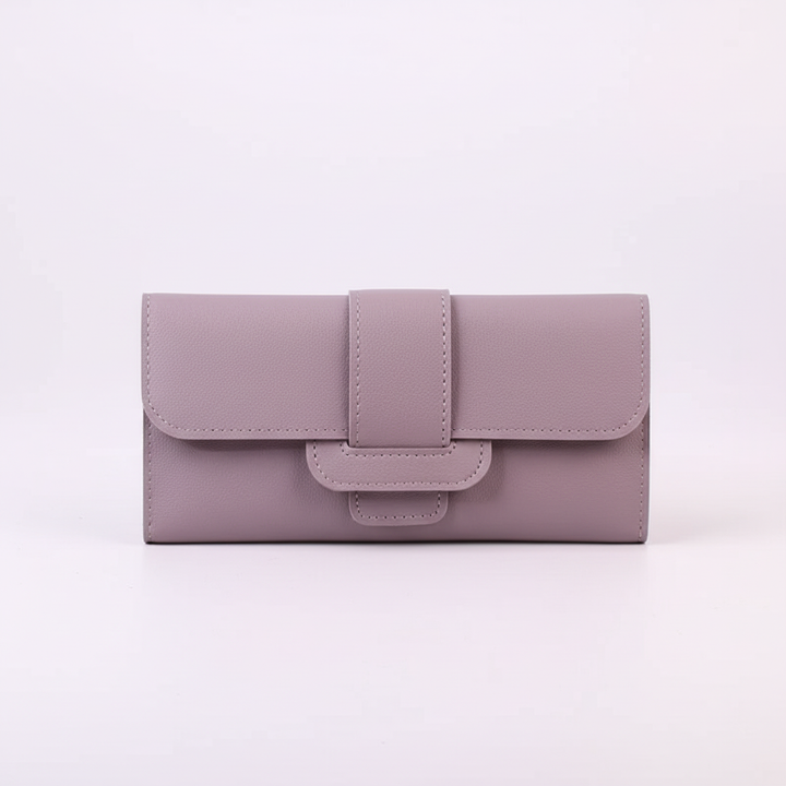 Open unisex long wallet revealing multiple card slots & compartments, sleek PU leather for organized storage.