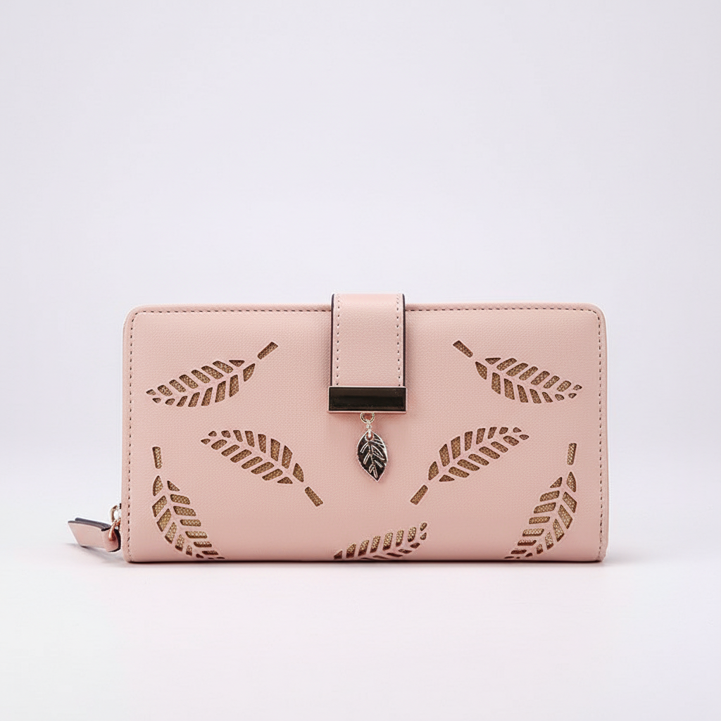 Open short PU leather wallet showcasing practical card slots & a secure coin pocket.