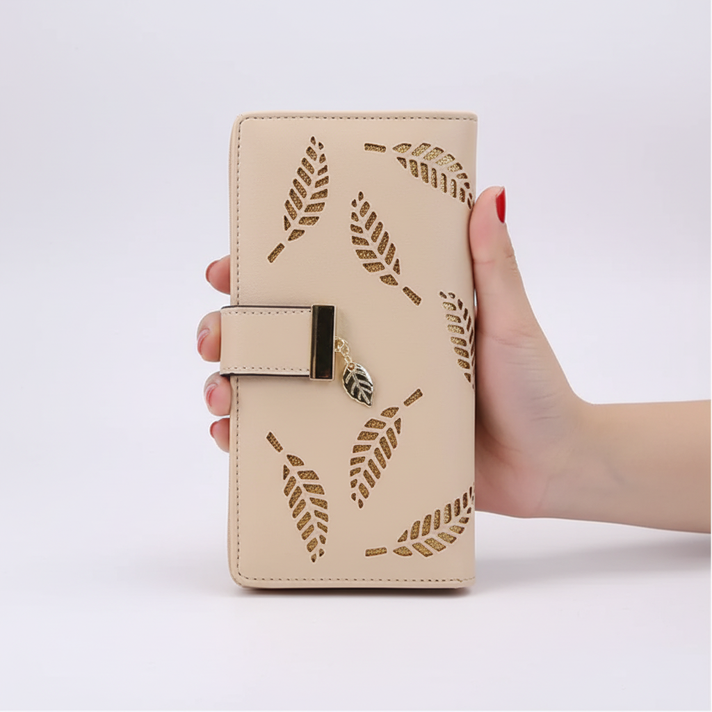 Compact women's short PU leather wallet, stylish card & coin organizer, perfect fashion accessory.