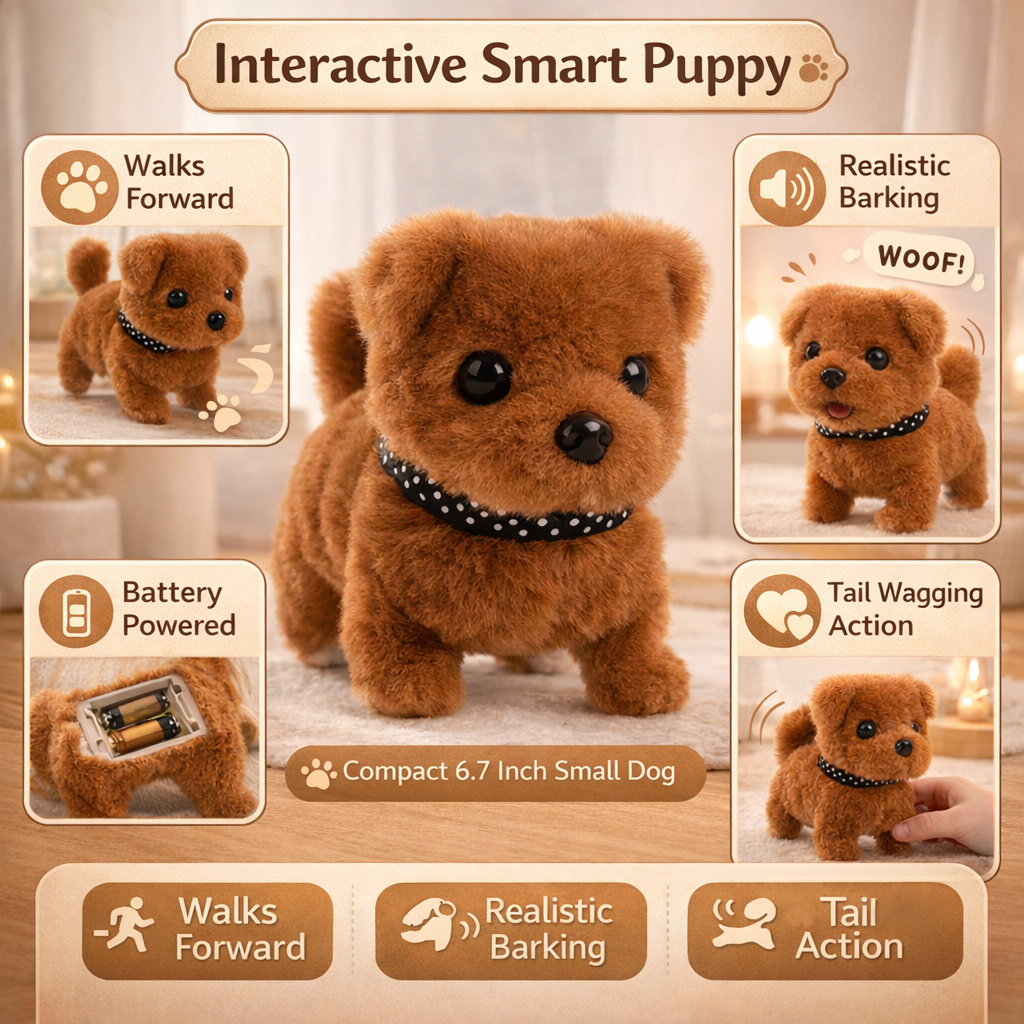 Cute robot puppy plush toy, an engaging kids toy and fun pet companion, perfect for playtime.