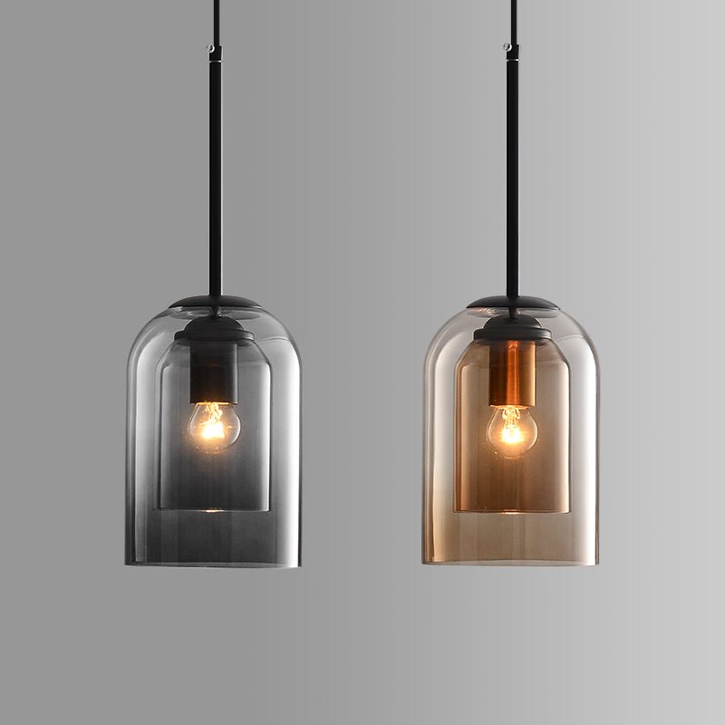 Decorative elegant glass pendant light with unique double-layer design, modern ambient ceiling lamp.
