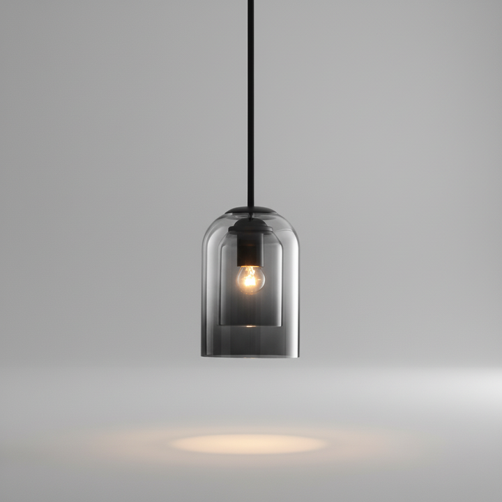 SmokeBeam double-layer glass pendant light, contemporary grey/brown ceiling lamp for ambient light.