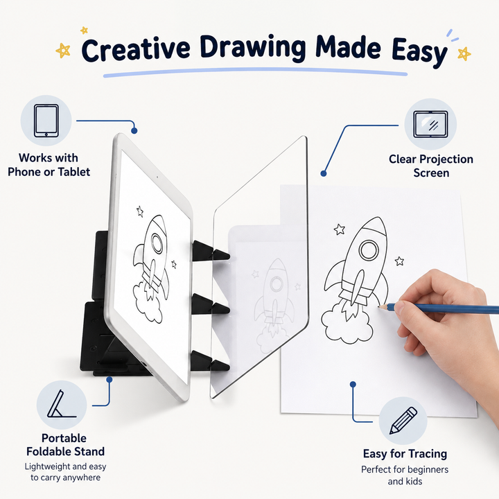 Portable educational drawing projector, an ideal children's gift for creative play, art skills, and fun drawing practice.