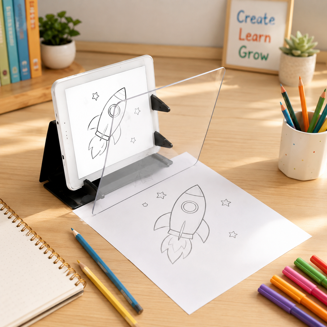 Kids' portable drawing projector & tracing toy for creative art skills and educational play, a perfect children's gift.