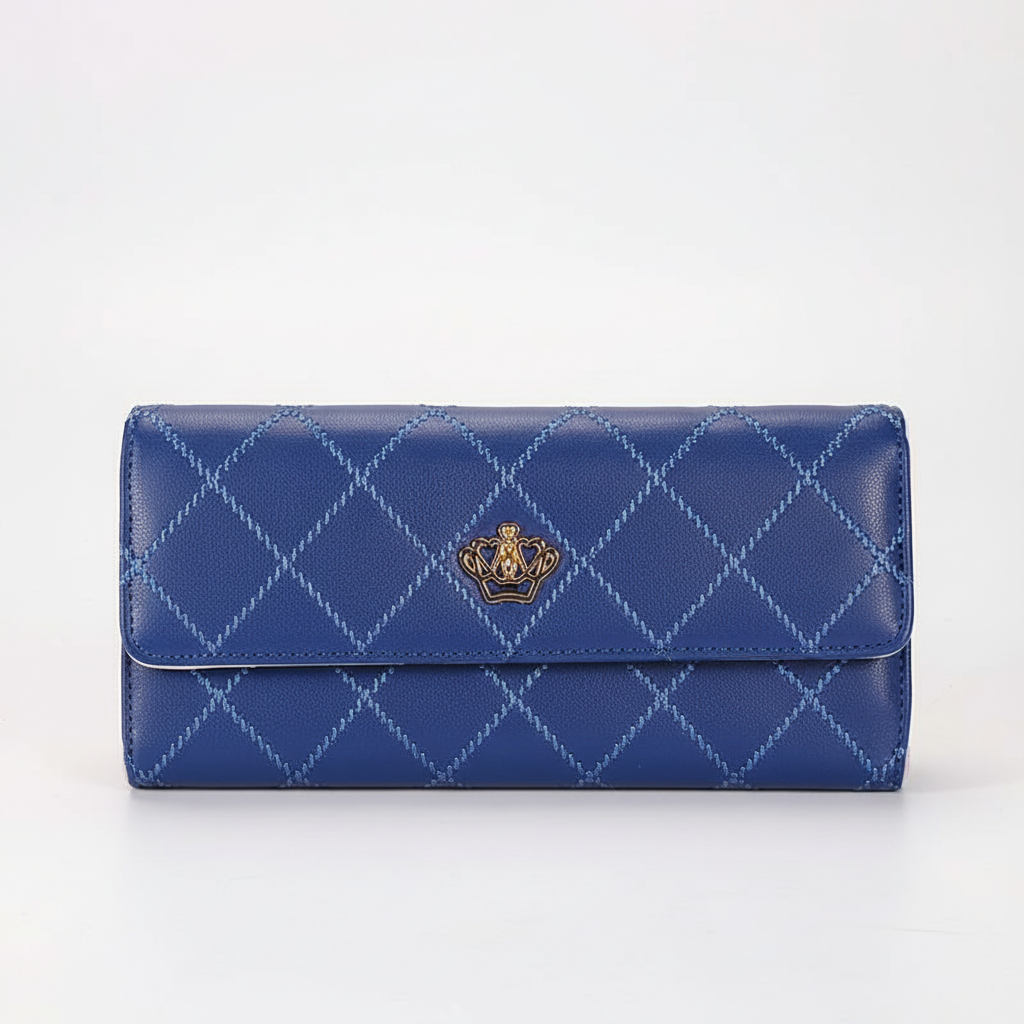 Ladies' elegant tri-fold leather wallet, a sleek and practical design with secure card slots.