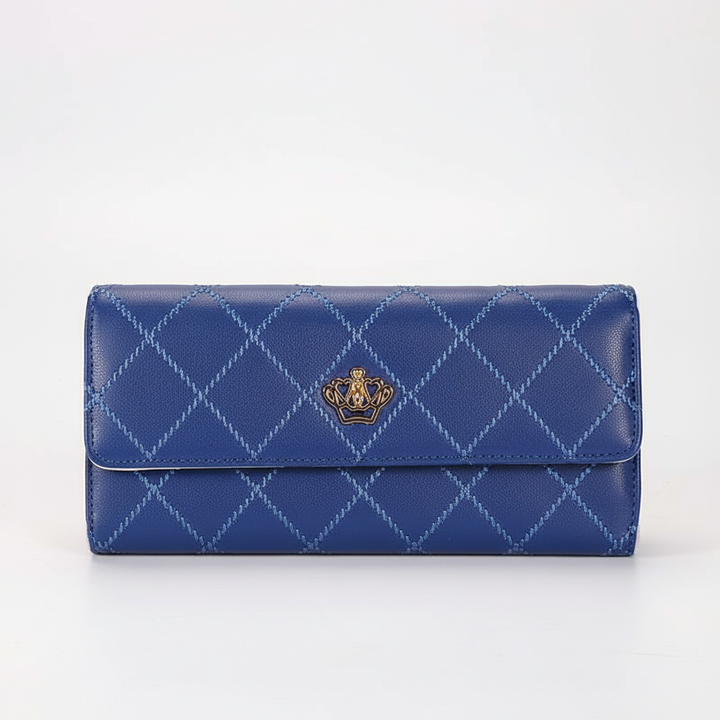Ladies' elegant tri-fold leather wallet, a sleek and practical design with secure card slots.