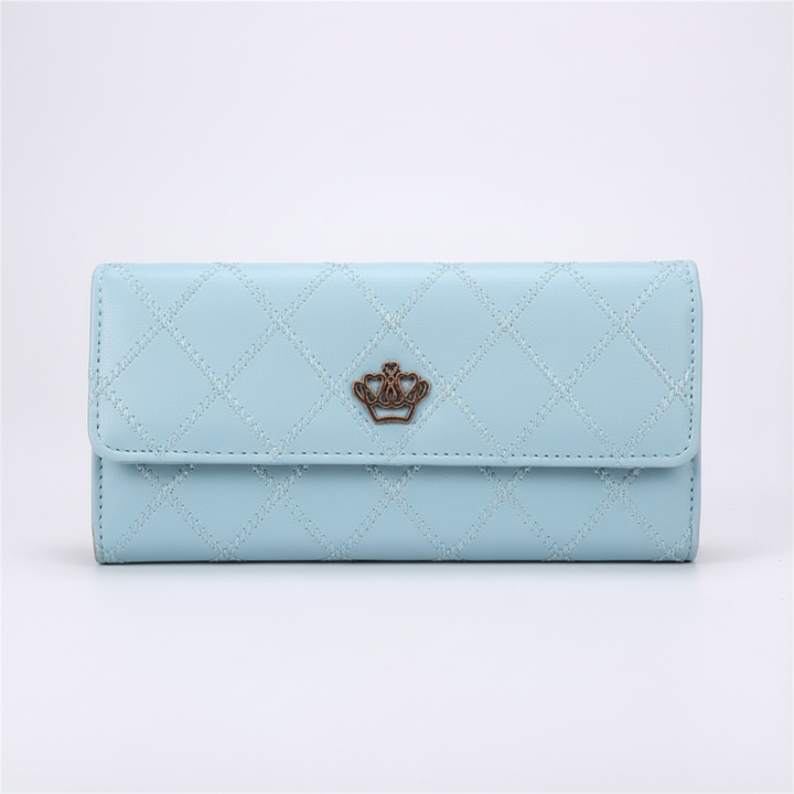 Durable women's tri-fold leather wallet, an elegant accessory with smart card slot design.
