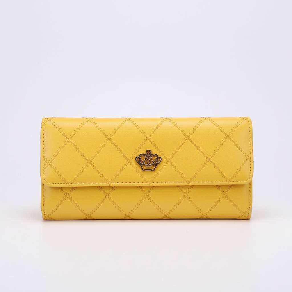 Everyday women's tri-fold leather wallet, featuring spacious card slots for easy access.