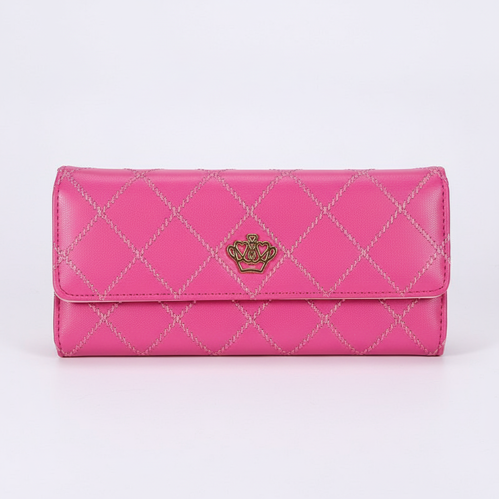 High-quality women's tri-fold leather wallet, designed for organization with numerous card slots.