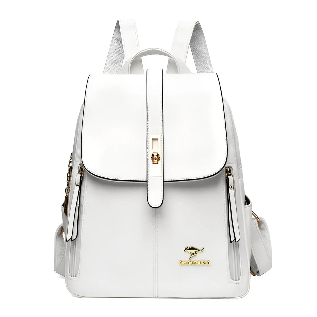 Practical women's leather style backpack, a chic accessory for any outfit and occasion.