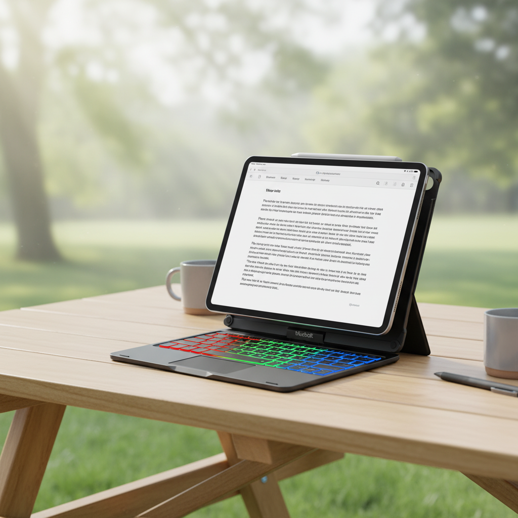 Universal Rotating Tablet Case with Wireless Keyboard, offering full protection & versatile viewing angles.
