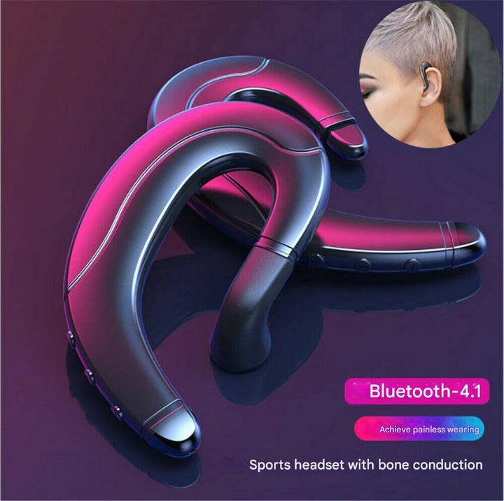 Wireless bone conduction headphones on a table, highlighting their sleek, modern design and advanced audio tech.