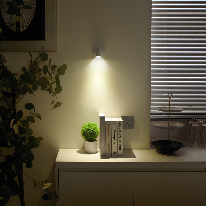 Compact wireless LED spotlight, rechargeable. Dimmable accent light for modern home decor, Nvroome Lights.