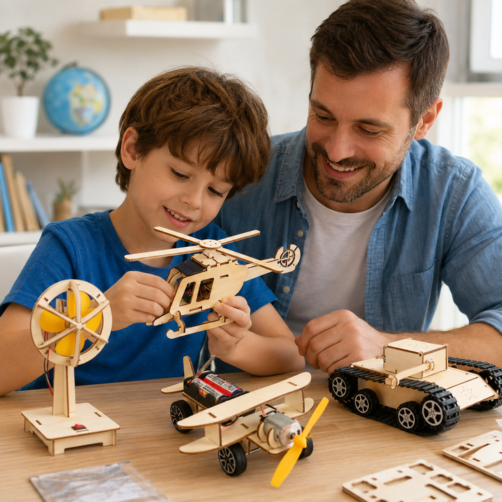 Kids' STEM building kit for interactive science learning. Wooden educational toy for problem solving & creative play.