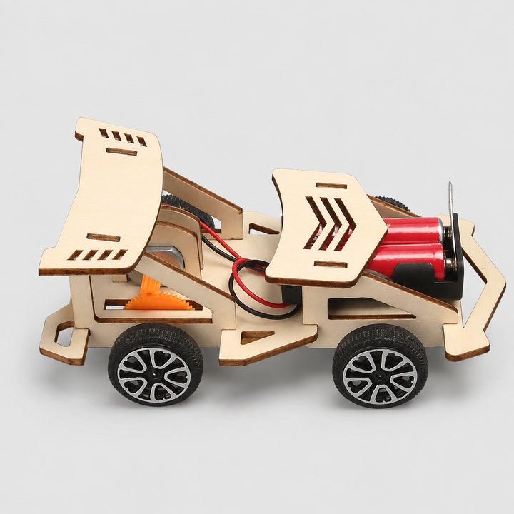 Packaging for Kids' STEM building kit, an educational wooden toy for interactive science & engineering.