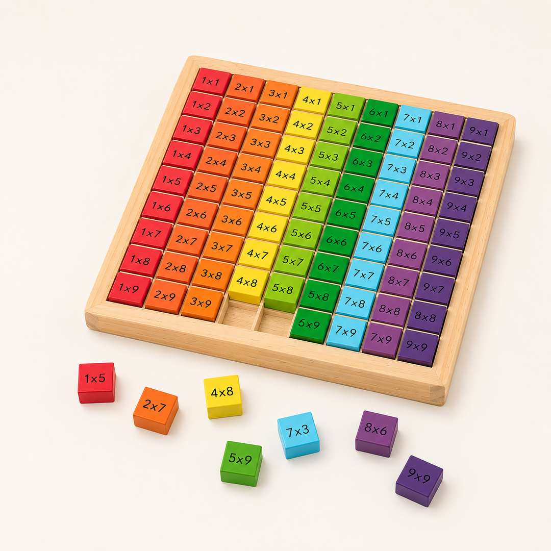 Interactive multiplication learning board. Kids educational math game for cognitive development & times tables mastery.