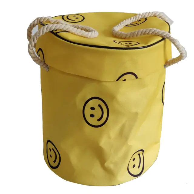 Durable kids' play mat with drawstring closure, turning into an effective toy storage basket.
