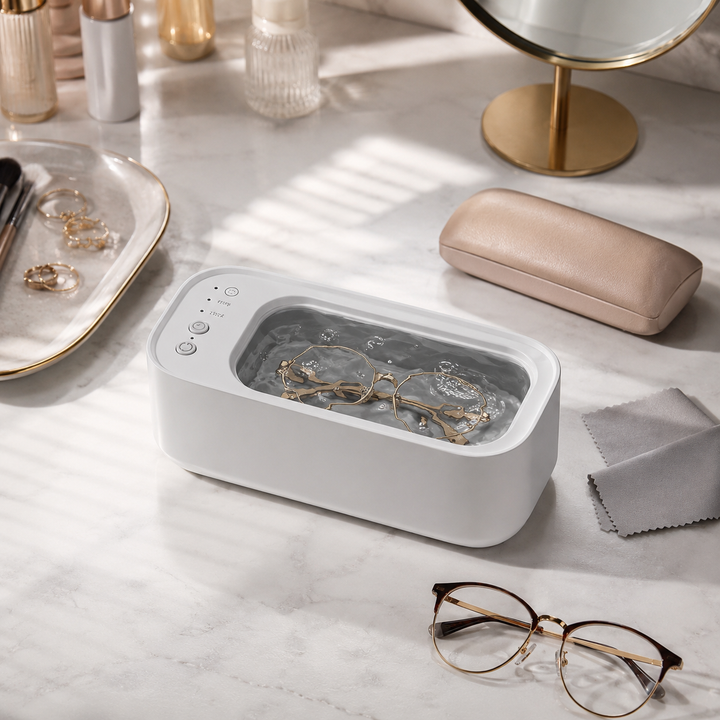 Easy-to-use compact ultrasonic cleaner with a clear display for versatile cleaning.