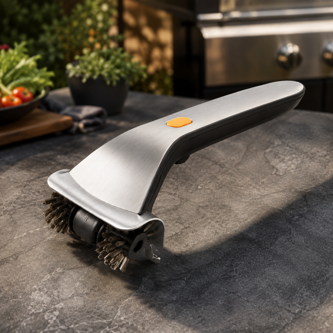 Electric grill cleaning steam brush, handheld for easy BBQ grate scrubbing. Powerful, rechargeable grill cleaner.