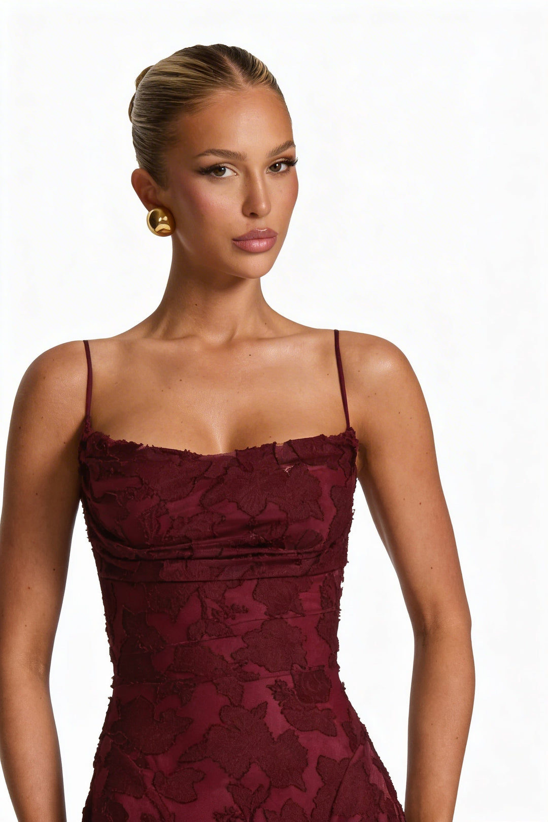Formal evening wear: Women's maxi dress featuring elegant corset and stylish lace-up back.