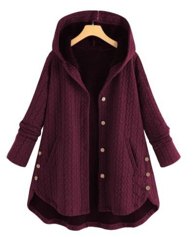 Elegant women's classic warm winter coat with tailored fit and button-front closure, perfect for cold weather.