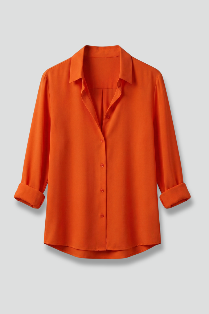 Stylish women's long sleeve blouse, button-front, ideal for office fashion & professional wear.