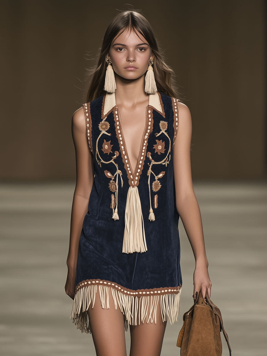 Playful women's mini summer dress with embroidery, ideal for beach days & casual chic vacation outfits. Breezy sleeveless.