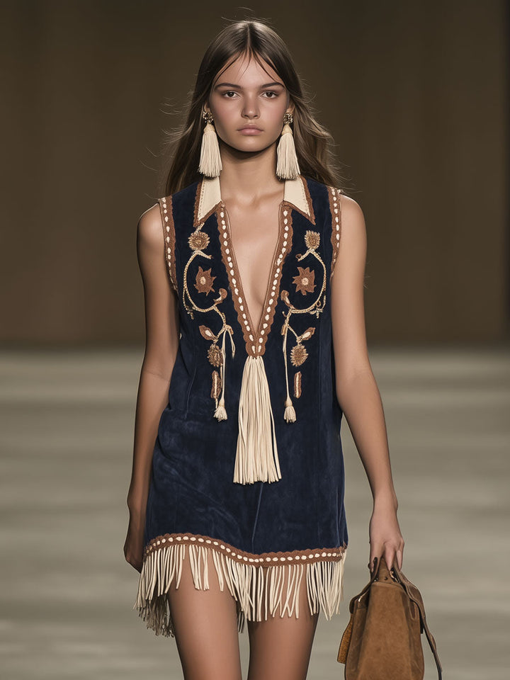 Playful women's mini summer dress with embroidery, ideal for beach days & casual chic vacation outfits. Breezy sleeveless.